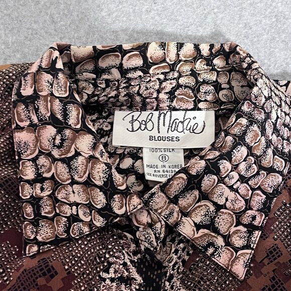 Bob Mackie Blouse Animal Snake Print 100% Silk Sophisticated Career Exotic SZ 8 - Picture 3 of 11